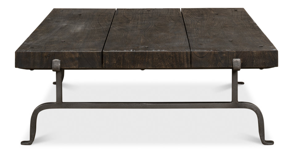 Industrial Planked Wood Coffee Table