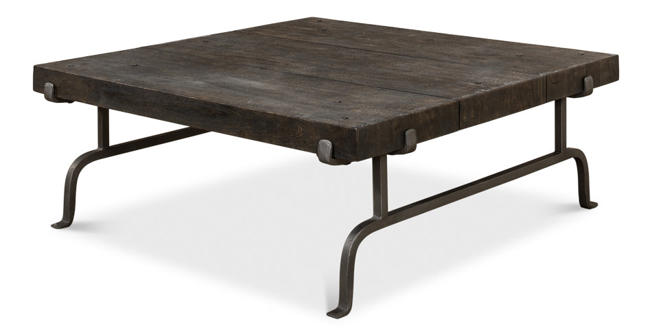 Industrial Planked Wood Coffee Table