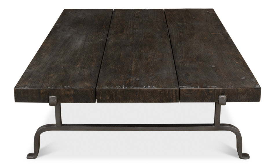 Industrial Planked Wood Coffee Table