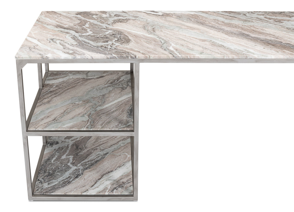 Silver Antique Marble Desk