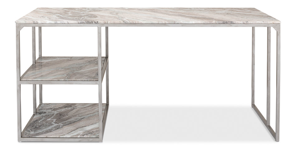 Silver Antique Marble Desk