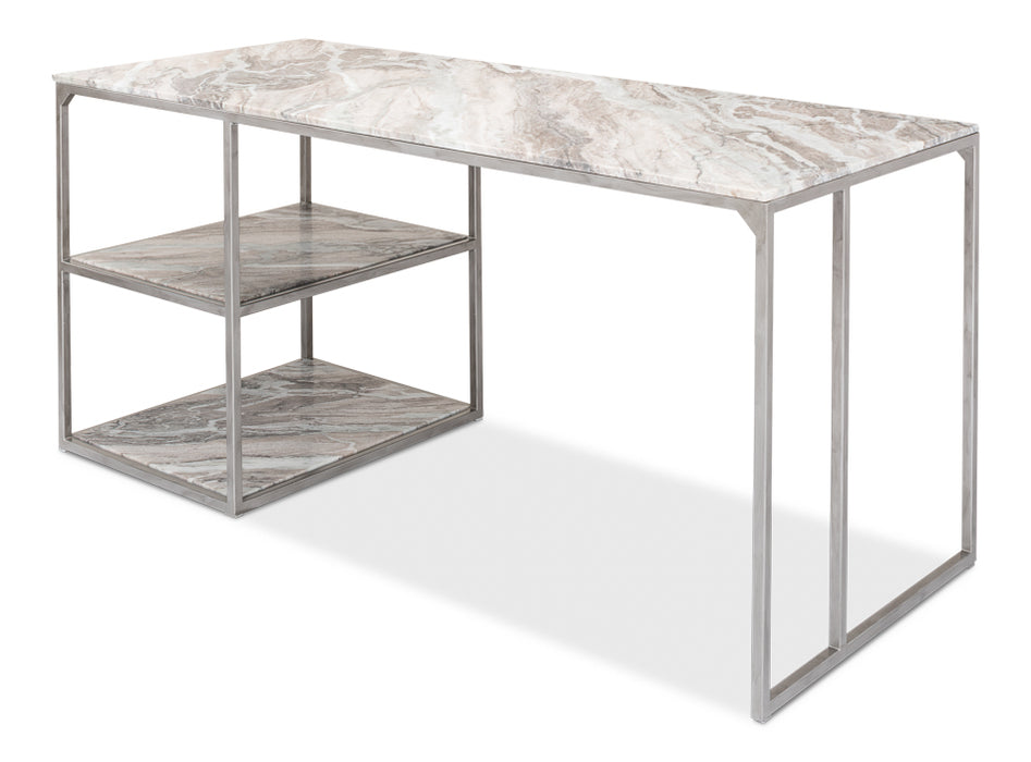 Silver Antique Marble Desk