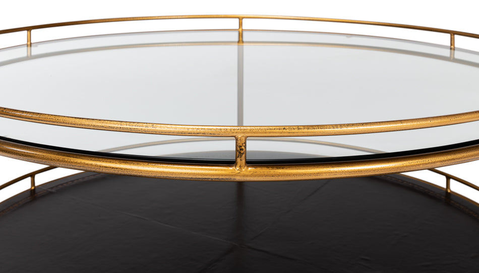 Transitional Round Gold Coffee Table