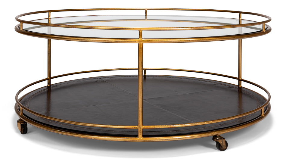 Transitional Round Gold Coffee Table