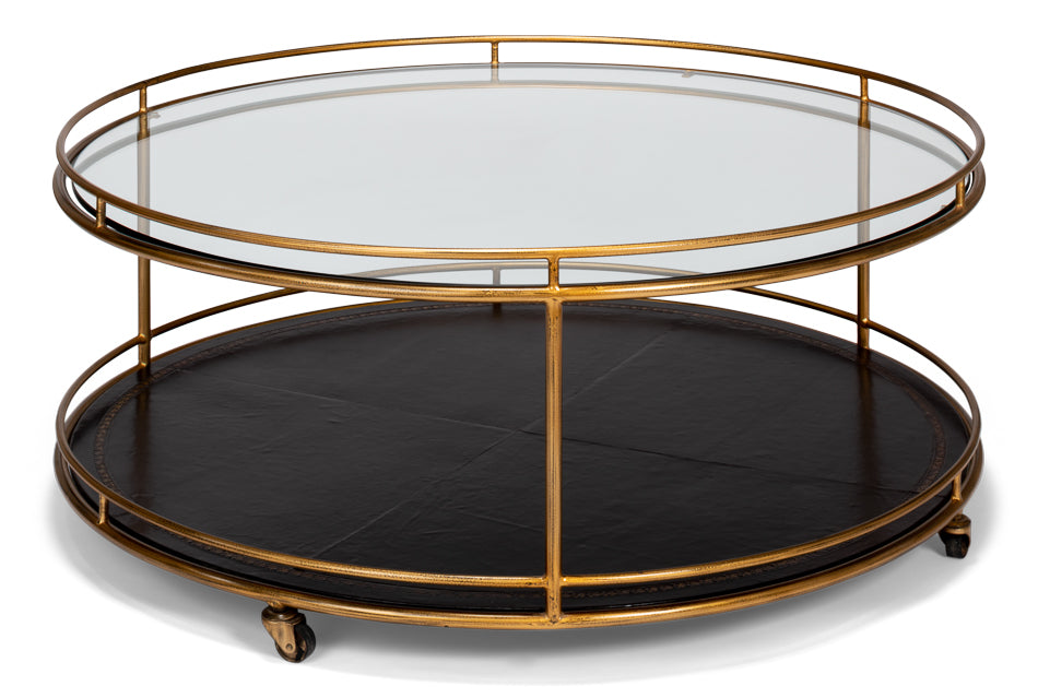 Transitional Round Gold Coffee Table