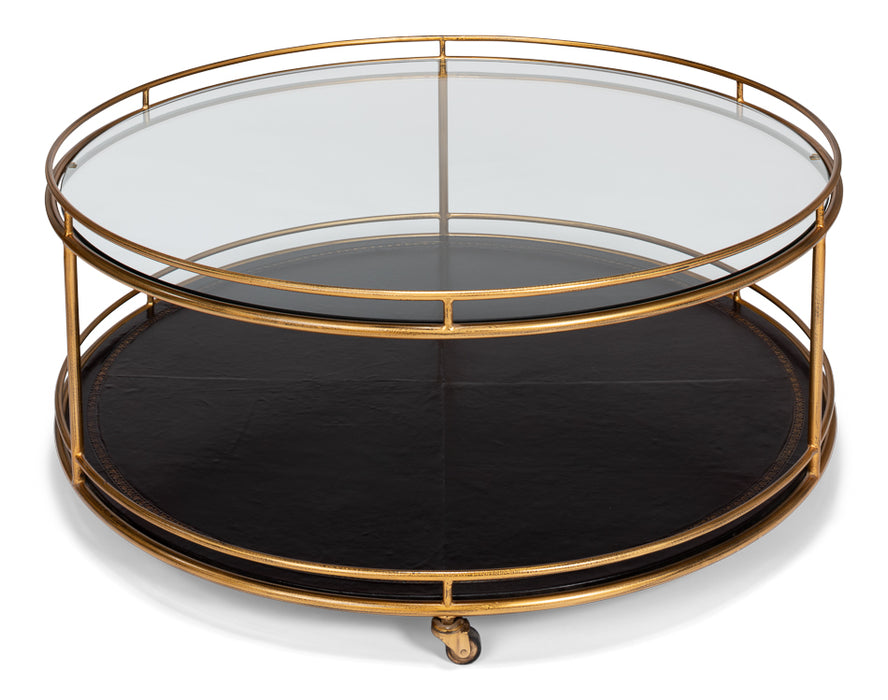 Transitional Round Gold Coffee Table