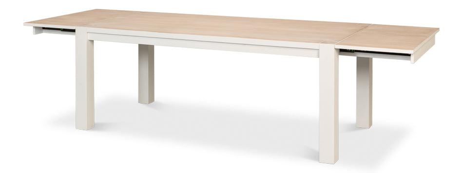 Expandable Natural Wood Top White Dining Table