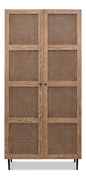 Cane Armoire Brown Cabinet