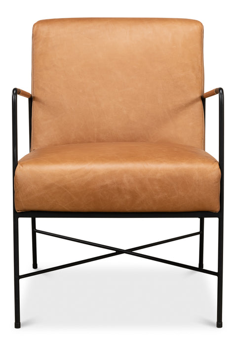 Modern Brown Leather Armchair