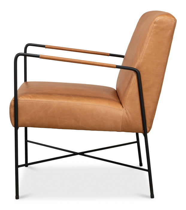 Modern Brown Leather Armchair