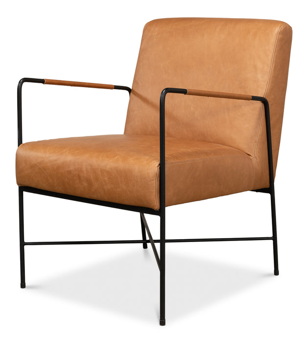 Modern Brown Leather Armchair