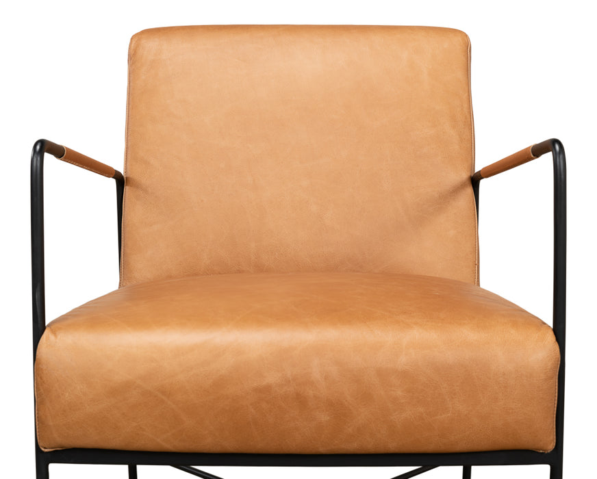 Modern Brown Leather Armchair