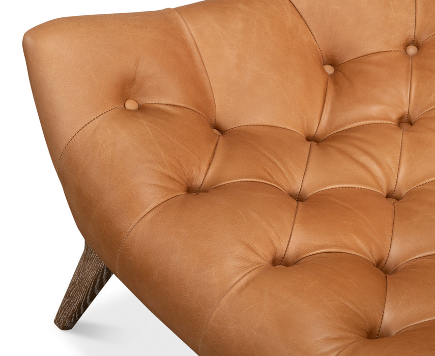 Light Brown Quilted Leather Slouch Chair