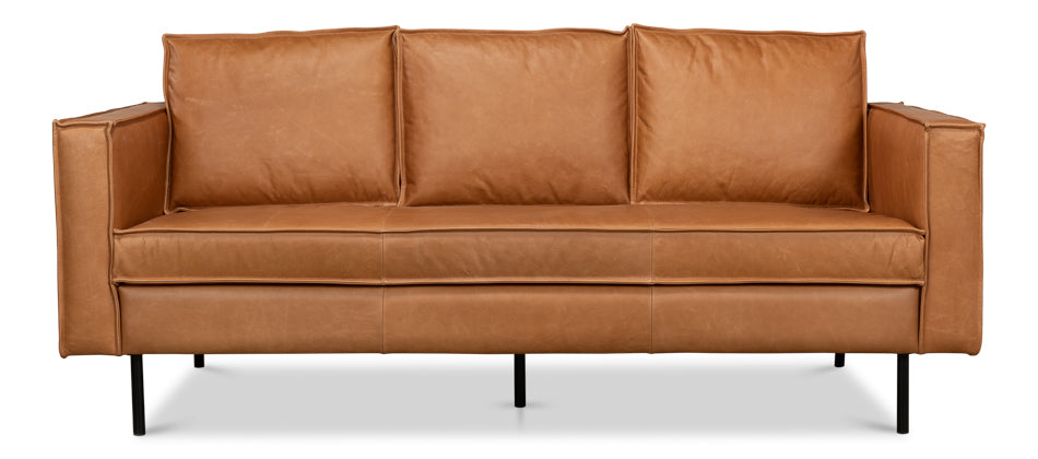 Esprit Golden Brown Leather Sofa