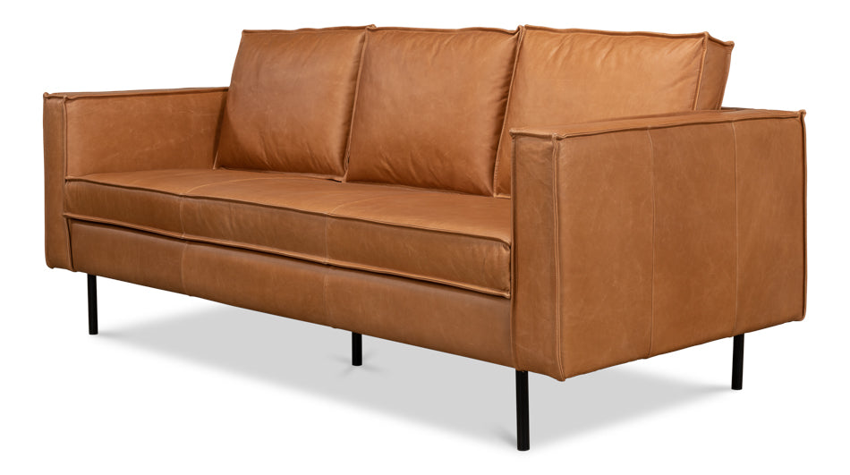 Esprit Golden Brown Leather Sofa