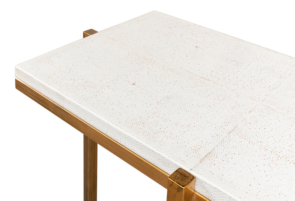 White Shagreen Console Table