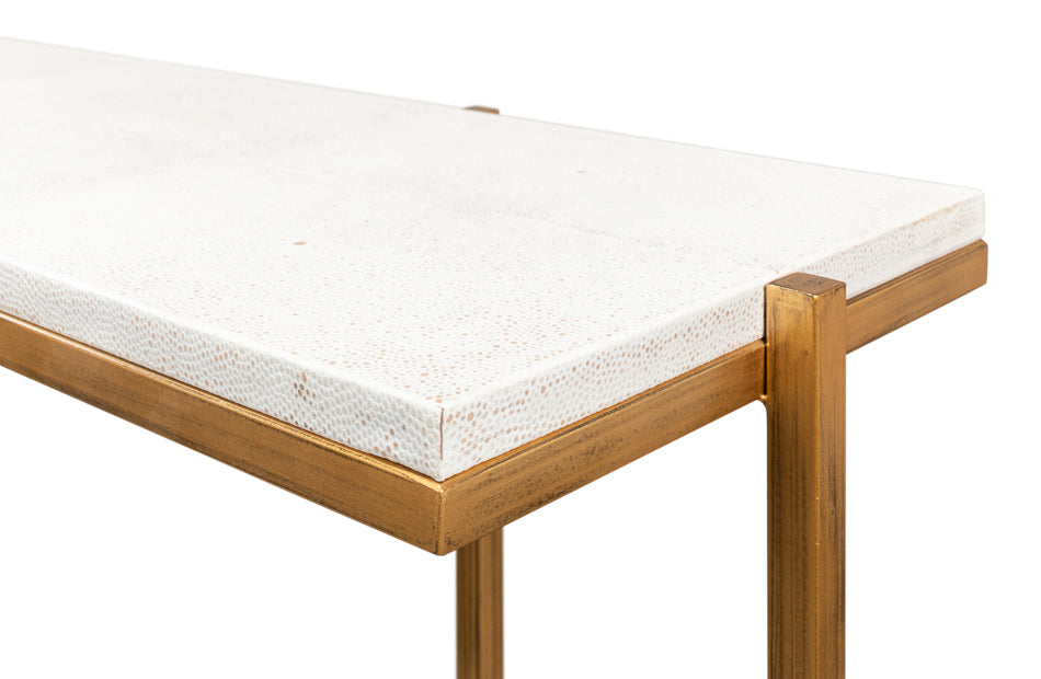 White Shagreen Console Table