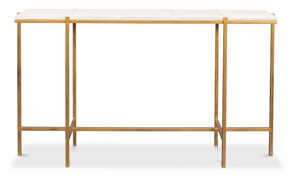 White Shagreen Console Table