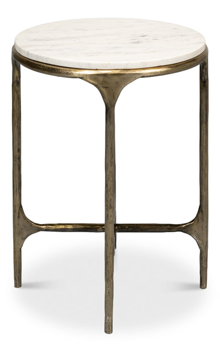 White Brass Round Accent Table