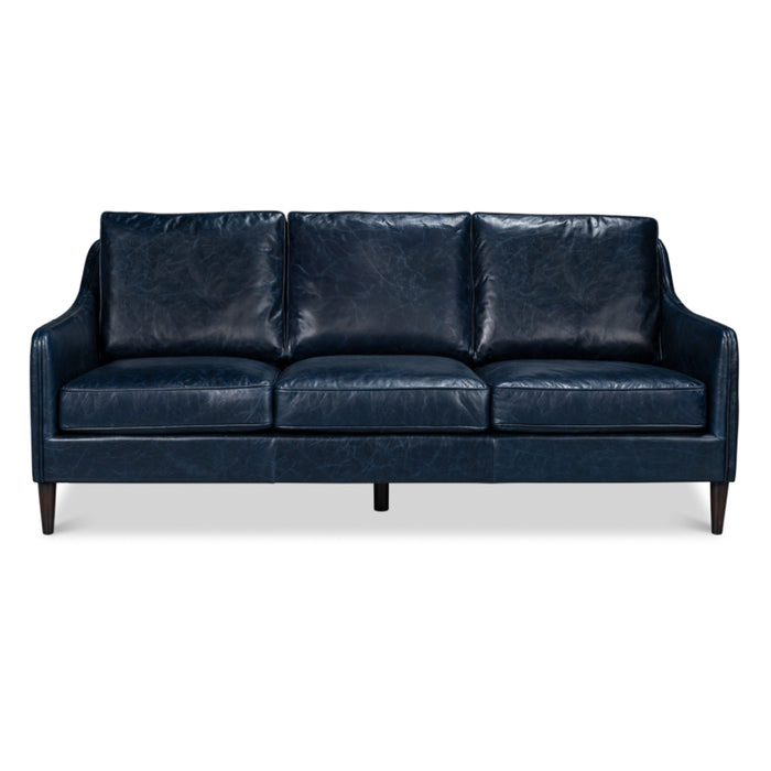 Chateau Blue Leather Sofa