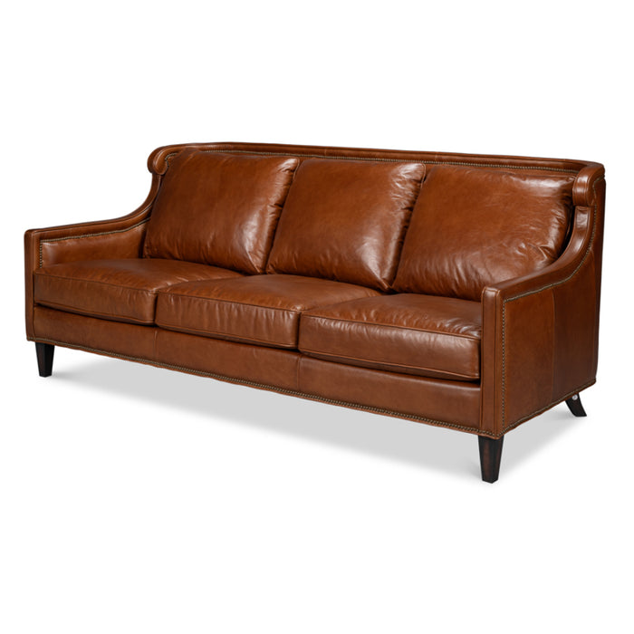 Antique Brown Leather Sofa