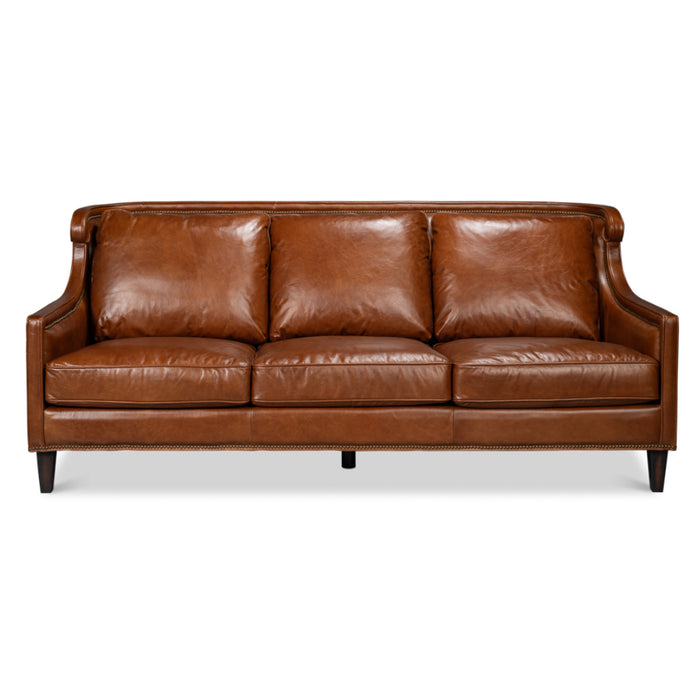 Antique Brown Leather Sofa