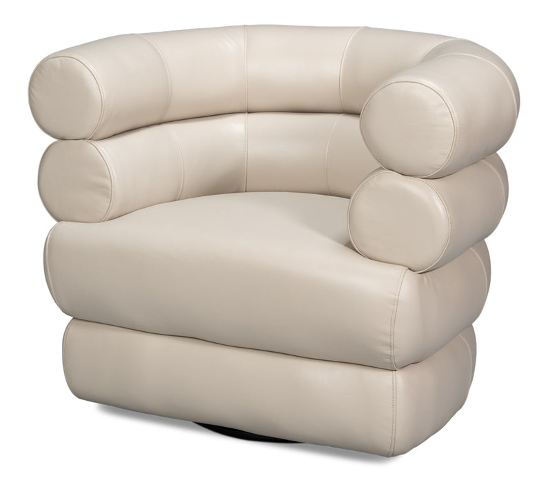 Crystal White Leather Swivel Chair