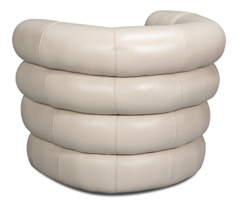 Crystal White Leather Swivel Chair