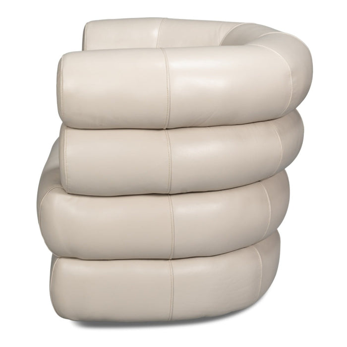 Crystal White Leather Swivel Chair