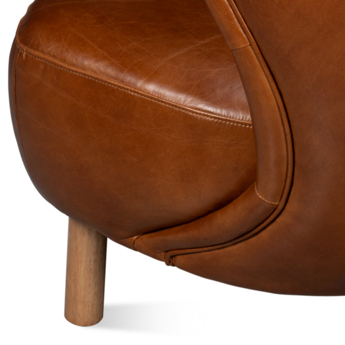 Havana Brown Leather Accent Chair