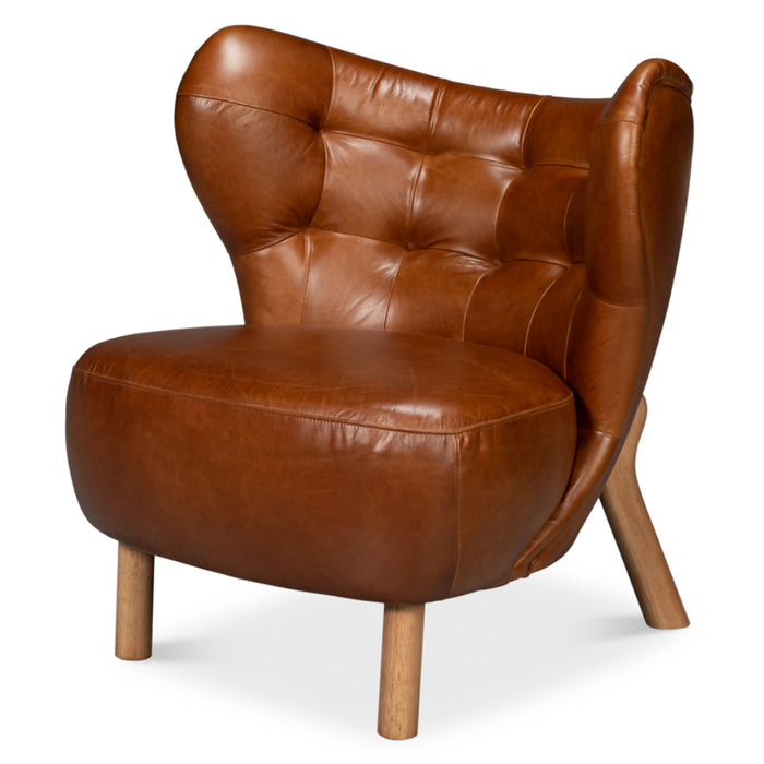 Havana Brown Leather Accent Chair