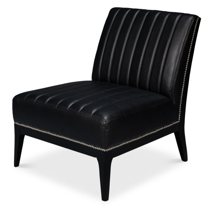 Distilled Leather Onyx Black Accent Chair