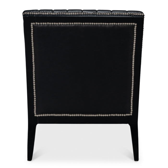 Distilled Leather Onyx Black Accent Chair