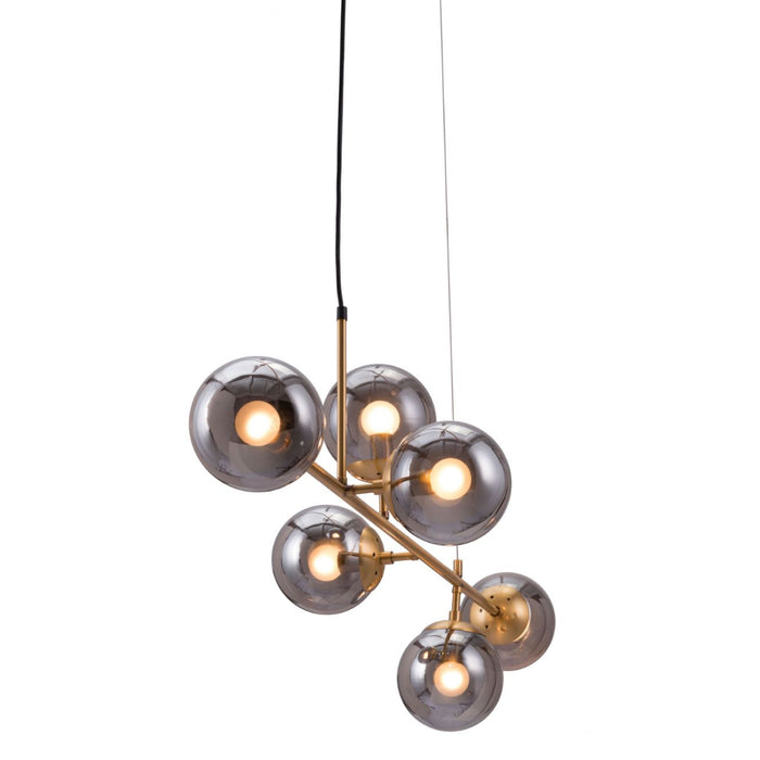 Tinted Brass Glass Ceiling Lamp