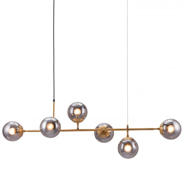 Tinted Brass Glass Ceiling Lamp