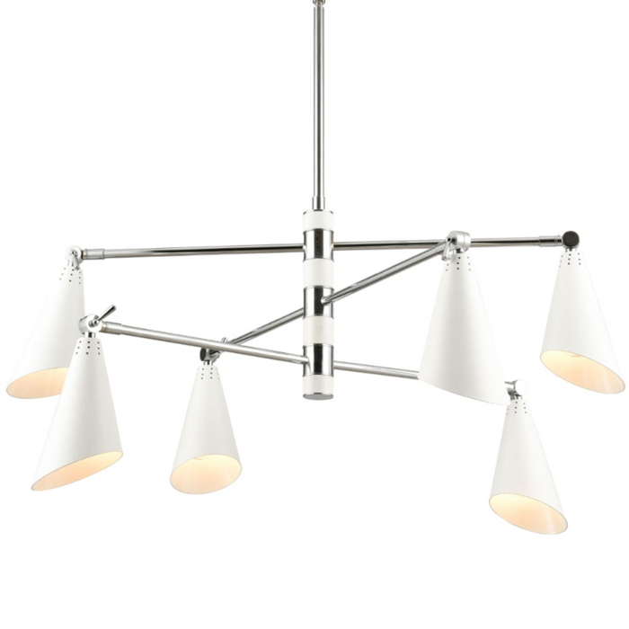 6-Light Modern Chrome White Chandelier