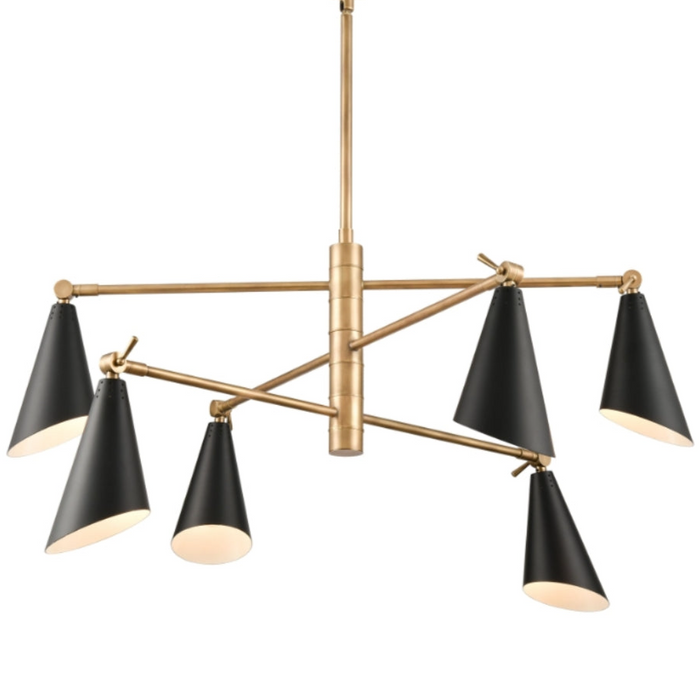 6-Light Black-Gold Cone Chandelier