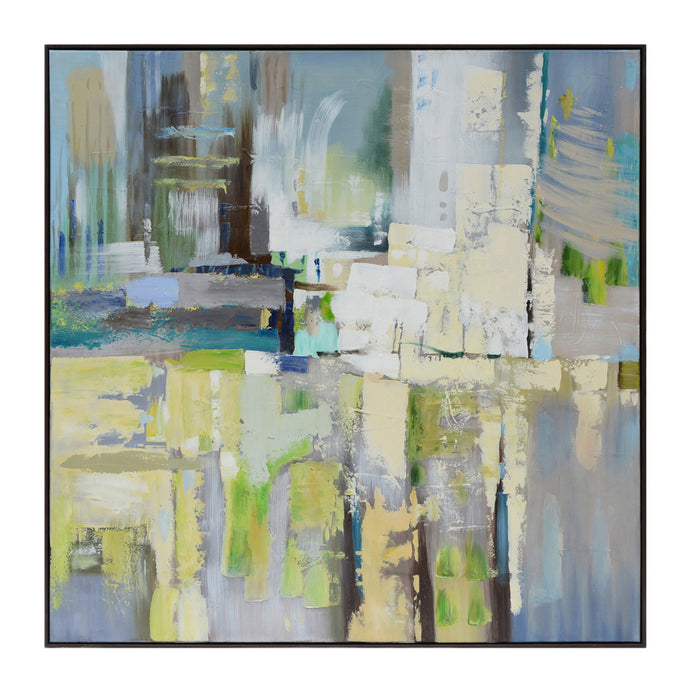 Large Green and Blue Abstract Oil Painting