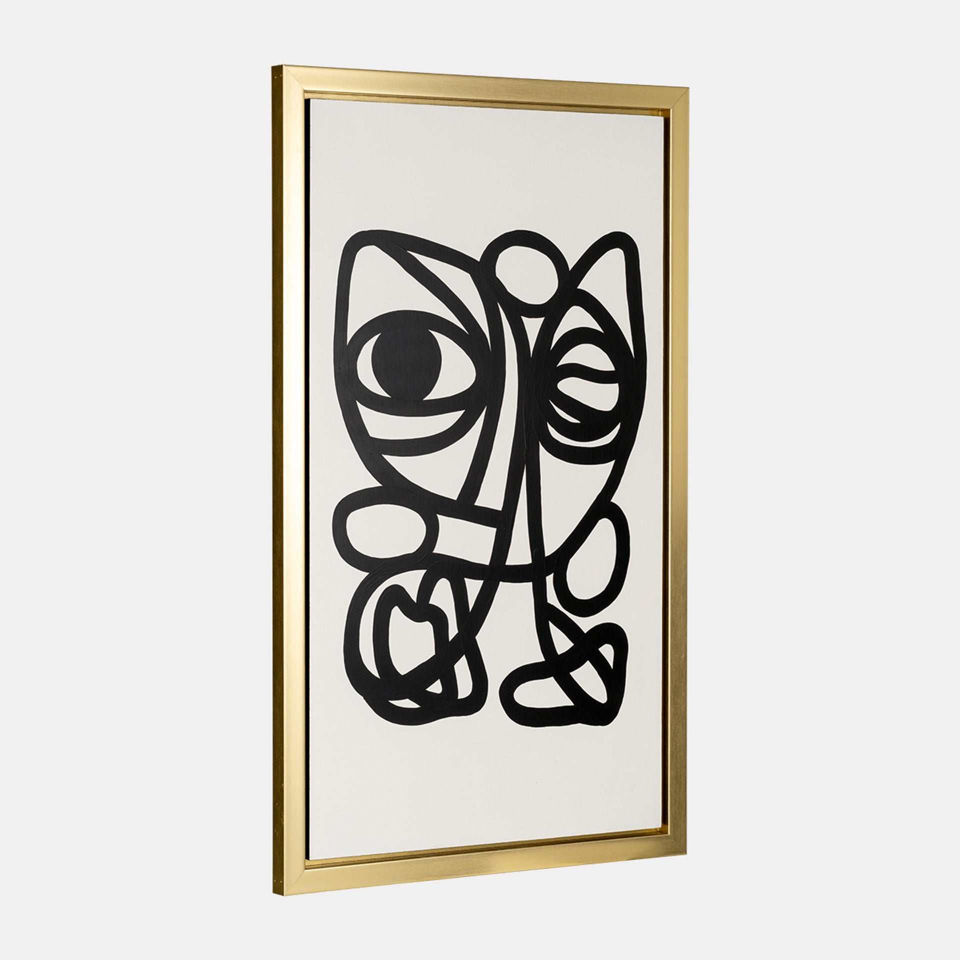 Gold Frame Black Geometric Face Wall Art