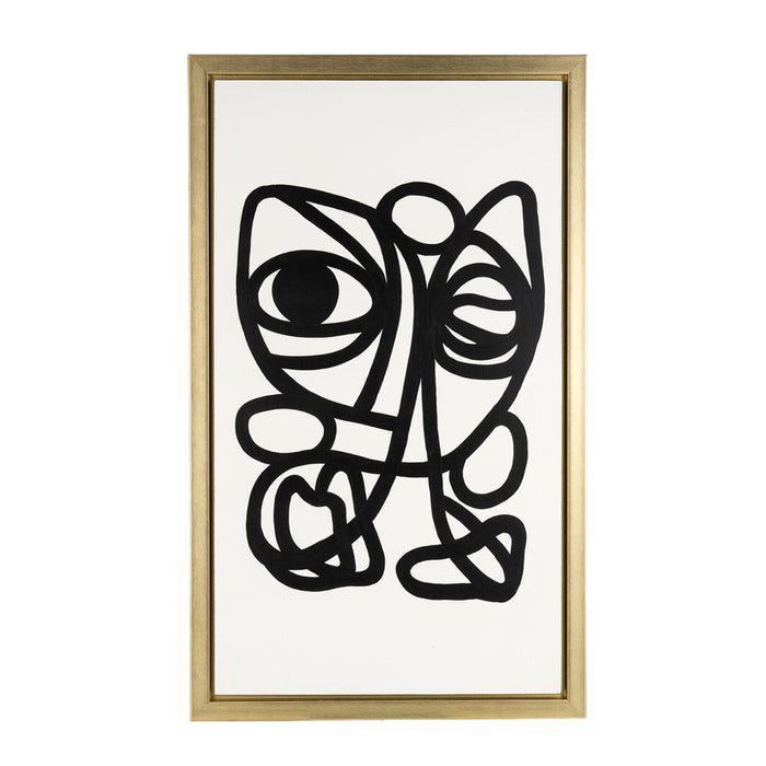 Gold Frame Black Geometric Face Wall Art