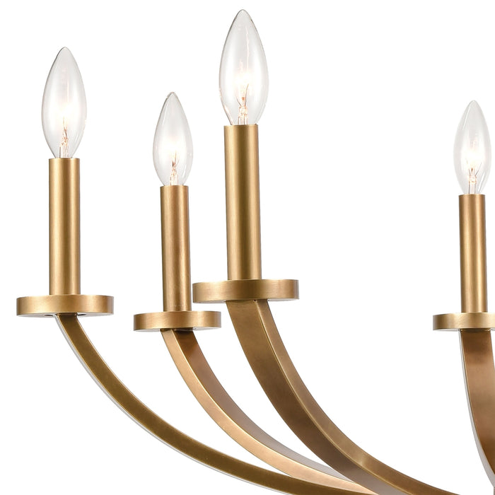 Curved Natural Brass 8-Light Chandelier