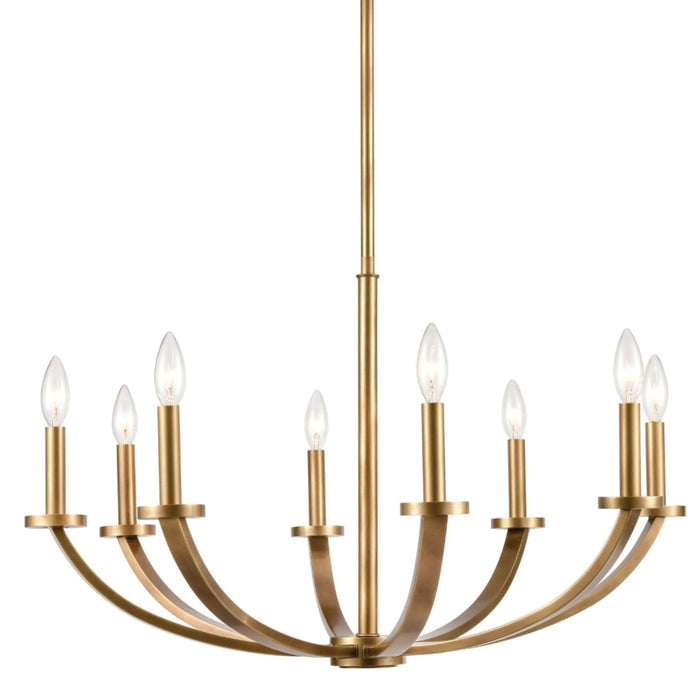 Curved Natural Brass 8-Light Chandelier