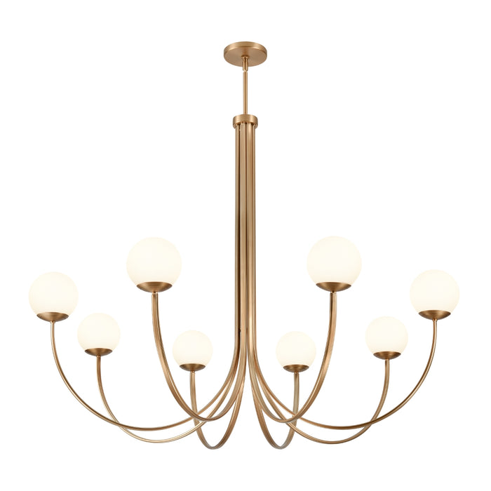 8-Light Opal White Glass Globes Chandelier