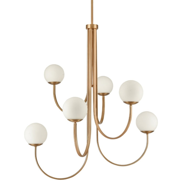 Gold and White Globes 6-Light Chandelier