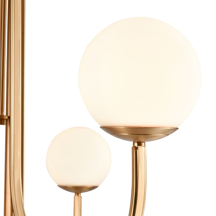 Gold and White Globes 6-Light Chandelier