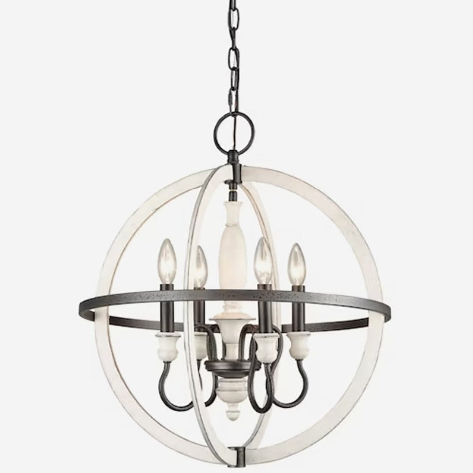 Modern French 4-Light White Chandelier