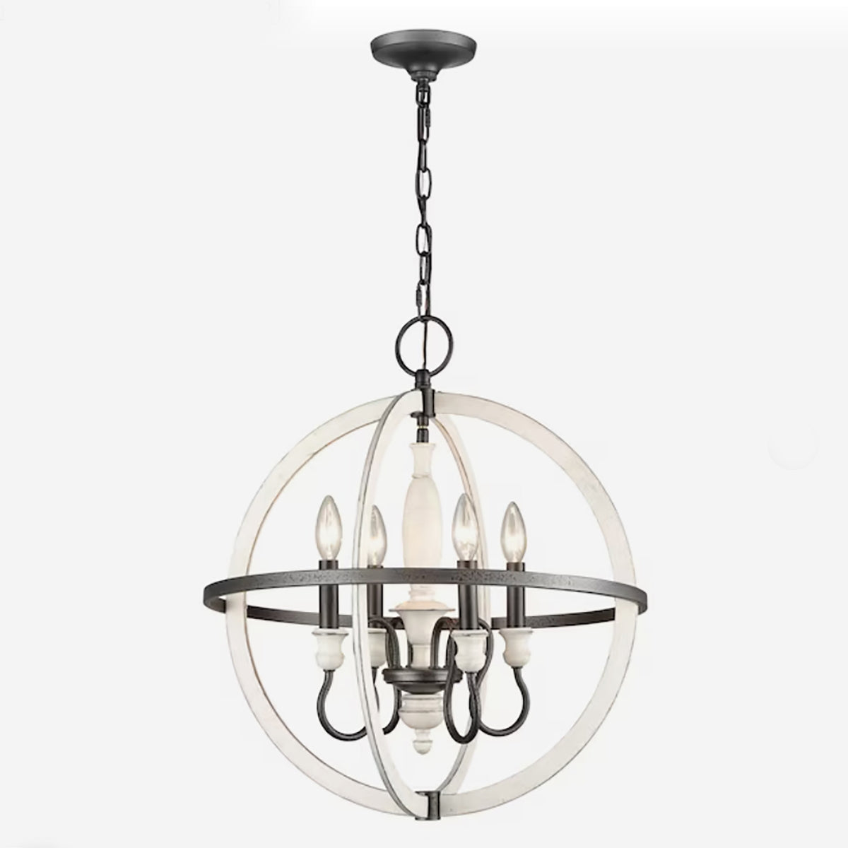 Modern French 4-Light White Chandelier