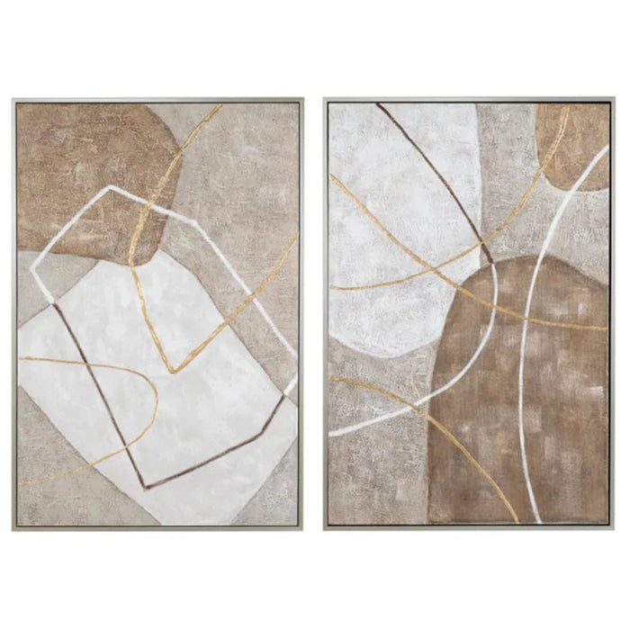 Beige and Brown Abstract Wall Art Set