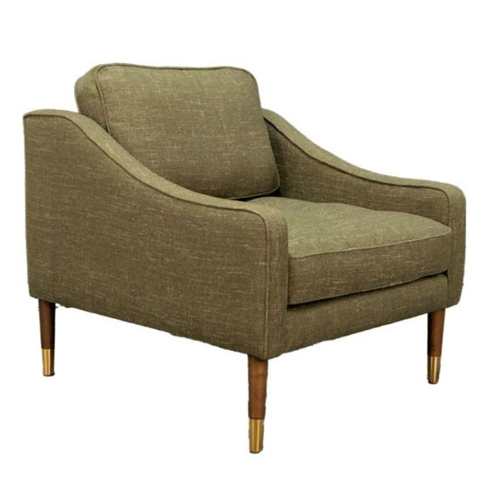 Olive Green Mid-Century Chenille Accent Chair