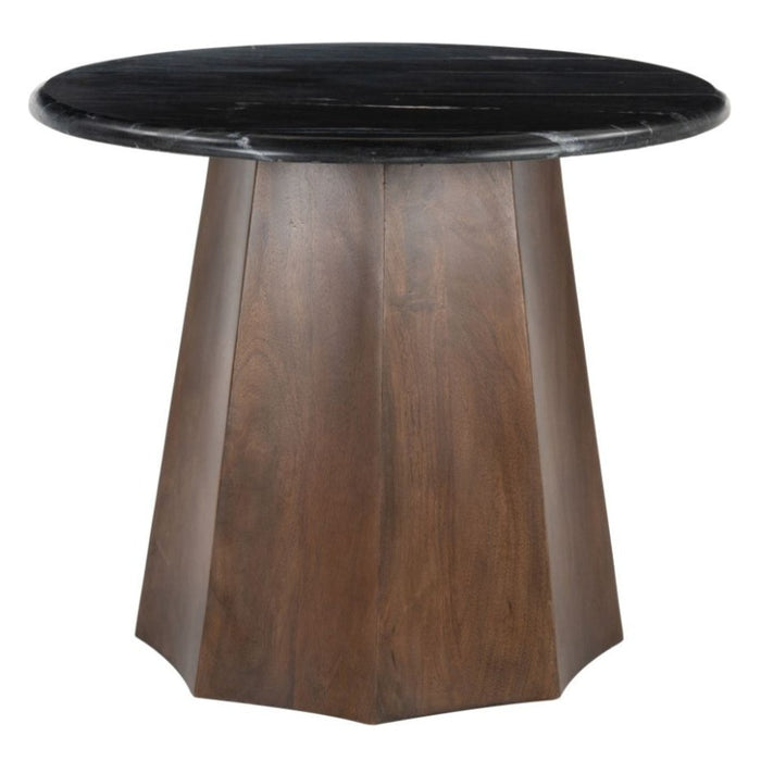 Round Black & Brown Accent Table